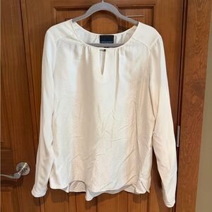 Cynthia Rowley Cream Long-Sleeve Keyhole Blouse